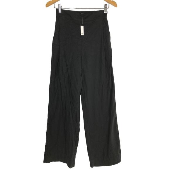 Madewell Pants Pull On Straight Crop High Rise Relaxed True Black NWT Size 00 - Picture 6 of 12